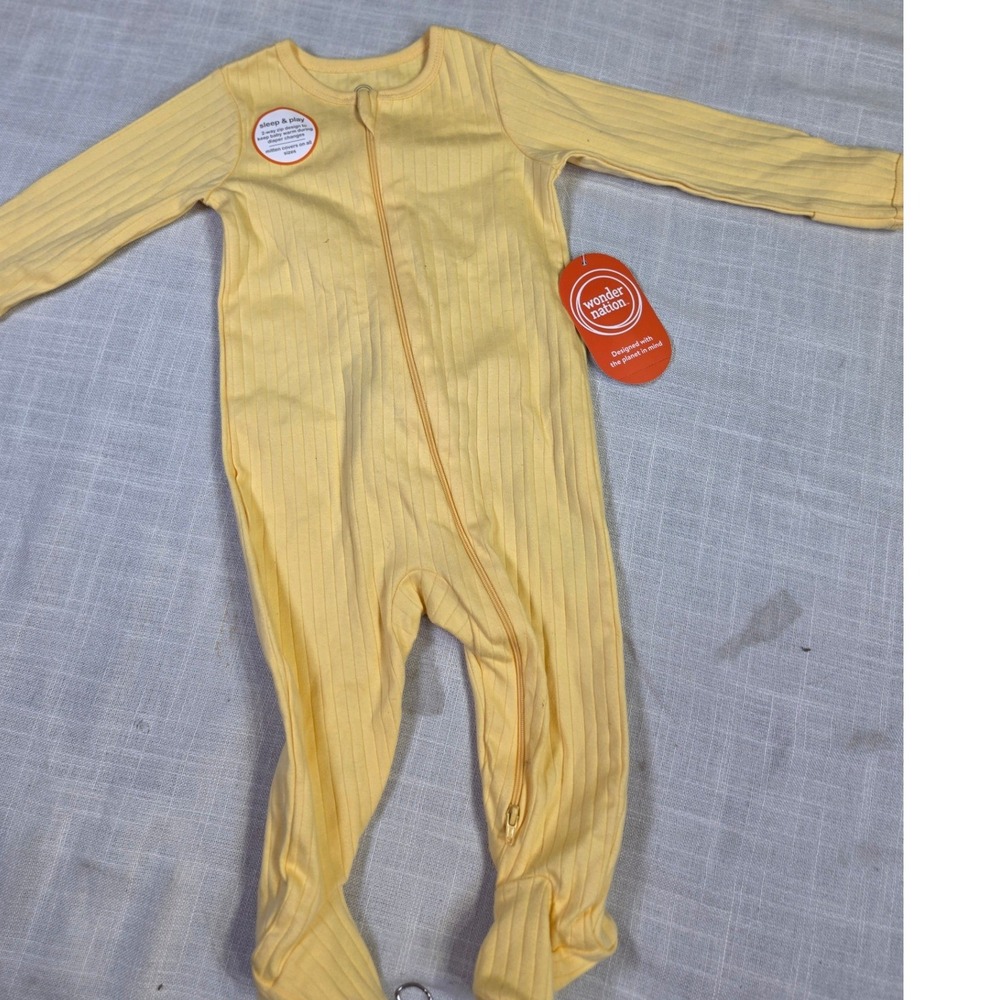 Wonder Nation Baby Sleep and Play Ribbed Footed Sleeper Lantern Yellow 6-9M